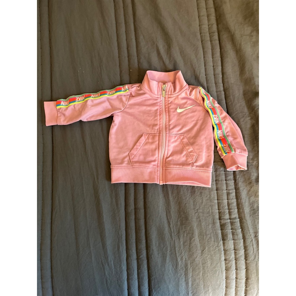 Nike Girls Light Pink Rainbow Tracksuit Set Size 6M Good